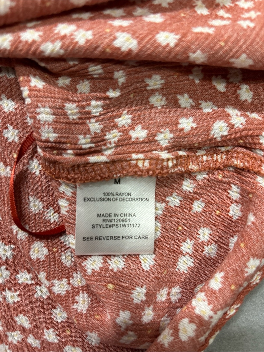 Hippie Rose pink coral floral tank top Size M with tie neck detail - Picture 6 of 6
